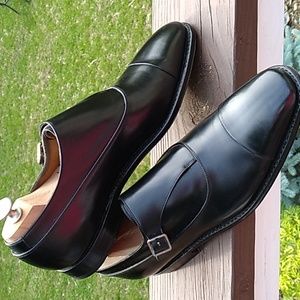Ferragamo Black Monk Strap Dress Shoe, Men's Sz 8.5